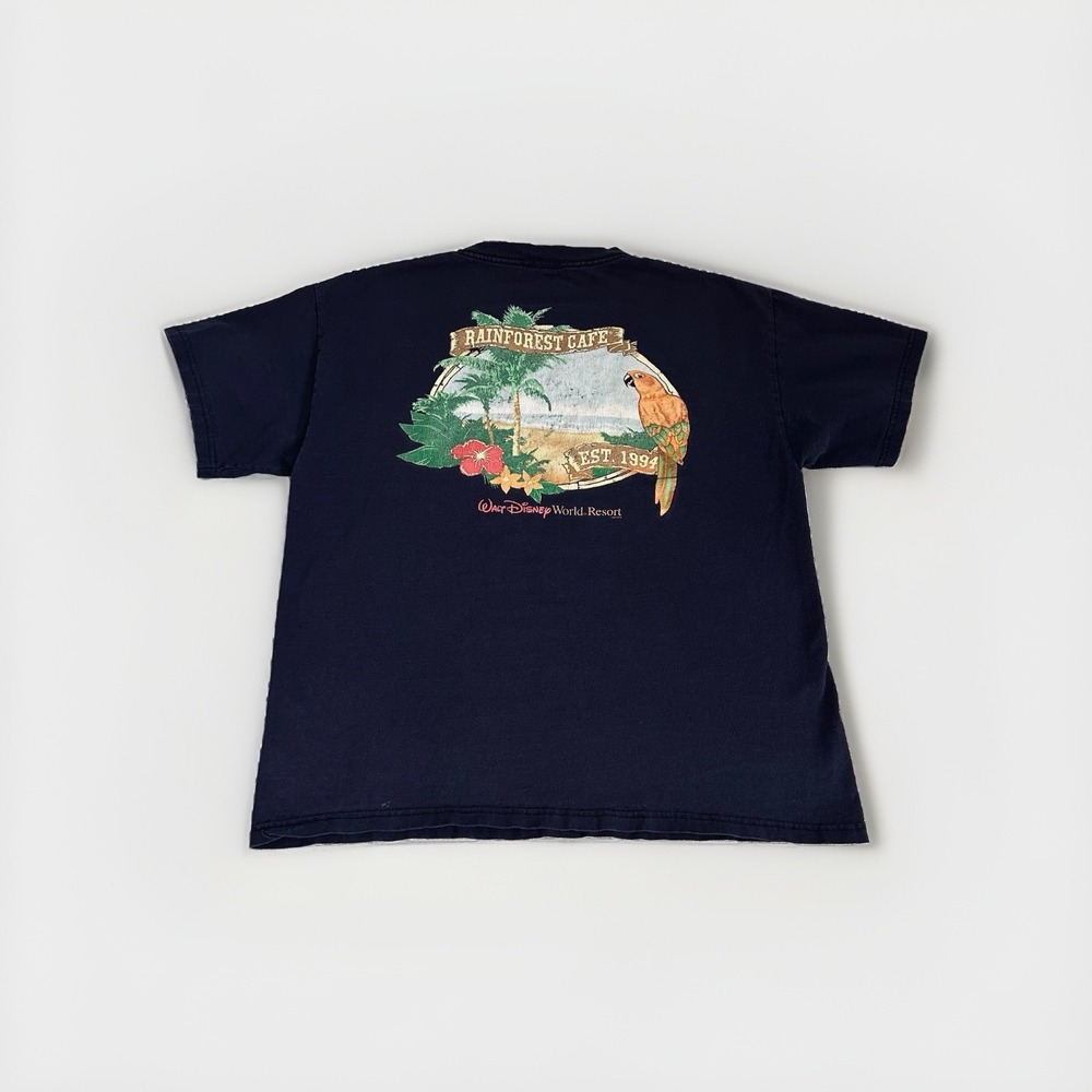Vtg Rainforest Cafe Tshirt Disney World Mens M Tropical Parrot 90s Y2K Souvenir